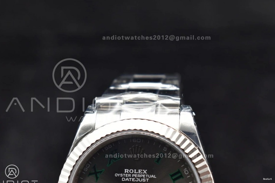 Best VS3235 Oyster 904L Gray 41 Bracelet DateJust VSF Edition Roman Green Dial SS 1:1 on 126330 0204